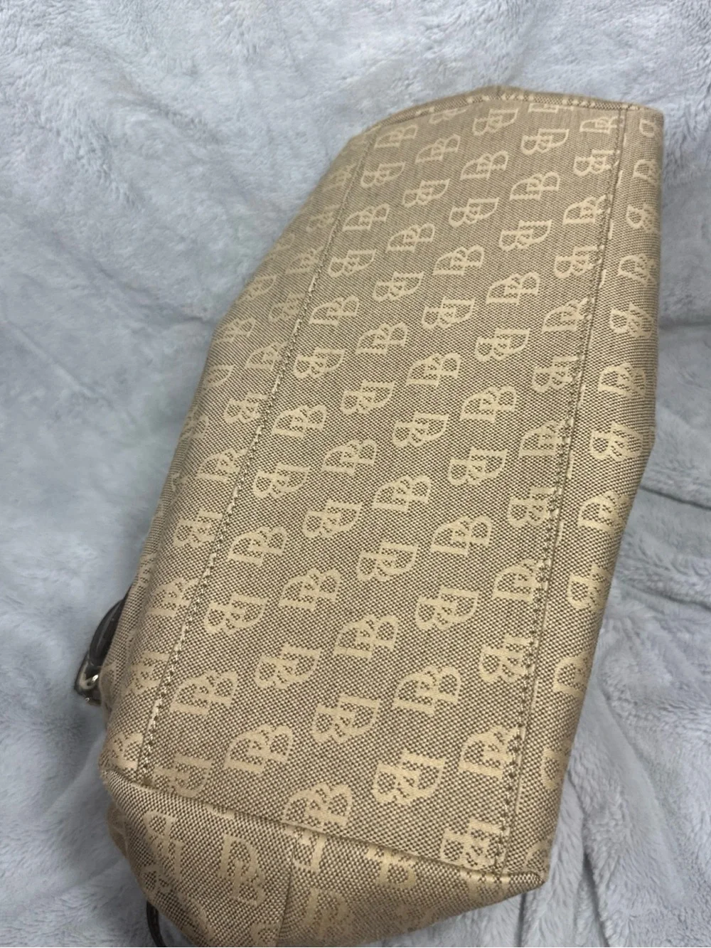 Dooney & Bourke Chiarra Tan Signature Canvas Tote with Dark Brown Trim